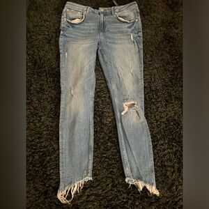Zara Light Blue Distressed Skinny Jeans